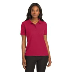 Port Authority Shirts: Women's Red Polo Shirt L500 RED -Workingperson Deals Shirts Store l500 red model front 082018