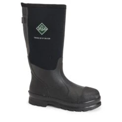 Muck Boots: Men's MCXF STL Black Chore Classic Tall Gusset Wide Calf Steel Toe Waterproof Boot