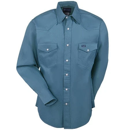 Wrangler Shirts: Men's Dark Teal MS71419 Cowboy Cut Twill Long Sleeve Shirt 2 Wrangler Shirts: Men's Dark Teal MS71419 Cowboy Cut Twill Long Sleeve Shirt - Image 2