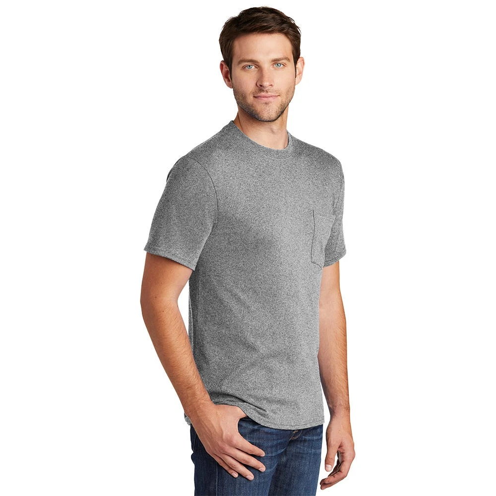 Port & Company Shirt: Men's PC54P AH Athletic Heather Core Cotton Pocket Tee 1 Port & Company Shirt: Men's PC54P AH Athletic Heather Core Cotton Pocket Tee