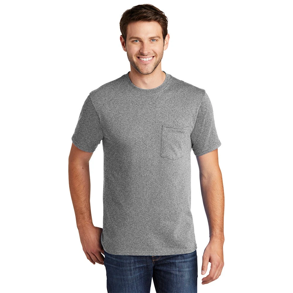 Port & Company Shirt: Men's PC54P AH Athletic Heather Core Cotton Pocket Tee 3 Port & Company Shirt: Men's PC54P AH Athletic Heather Core Cotton Pocket Tee - Image 3