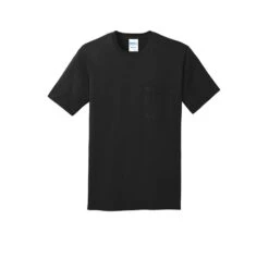 Port & Company Shirt: Men's PC54P JB Jet Black Core Cotton Pocket Tee 10 Port & Company Shirt: Men's PC54P JB Jet Black Core Cotton Pocket Tee -Workingperson Deals Shirts Store pc54p jetblack flat front