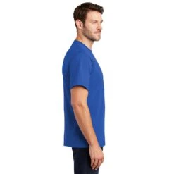 Port & Company Shirts: Men's Royal Blue PC61 RYL Essential T-Shirt -Workingperson Deals Shirts Store pc61 royal model side