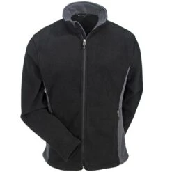 Port Authority Jackets: Men's F216 BK/BG Black/Battleship Grey Colorblock Fleece Jacket -Workingperson Deals Shirts Store port authority k216 bk bg f 01