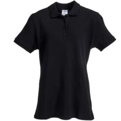 Port & Company Shirts: Women's Jet Black LKP1500 JBK Ring Spun Polo Shirt