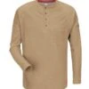 Bulwark Shirts: Men's QT20 KH Flame-Resistant Khaki FR IQ Series Henley Shirt