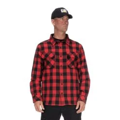 CAT Apparel Shirts: Men's 1610031 121912 Red Black Buffalo Check Flannel Overshirt