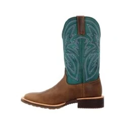 Rocky Boots: Men's RKW0406 Teal Soft Toe 12" Tall Oaks Western Pull On Boot -Workingperson Deals Shirts Store rkw0406 4edit