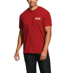 Ariat Rebar Shirt: Men's 10030302 Rio Red Rebar Cotton Strong Roughneck Graphic T-Shirt -Workingperson Deals Shirts Store s20 mns work gaglione 10030302 front