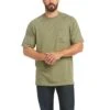Ariat Rebar Shirts: Men's 10035009 Sage Heather Rebar Cotton Strong Short Sleeve T-Shirt