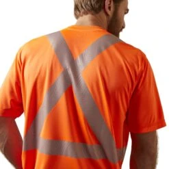 Ariat Rebar Workwear: Men's 10039195 Hi-Vis Orange ANSI T-Shirt -Workingperson Deals Shirts Store s22 mns work 10039195 back