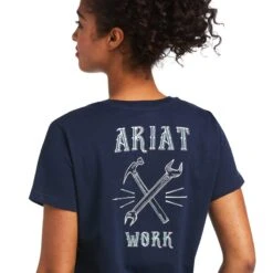 Ariat Rebar Shirts: Women's 10039159 Navy Cotton Strong Wrench Graphic T-Shirt -Workingperson Deals Shirts Store s22 wms work 10039159 detail01