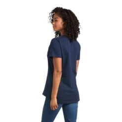 Ariat Rebar Shirts: Women's 10039484 Navy Eclipse Cotton Strong T-Shirt -Workingperson Deals Shirts Store s22 wms work 10039484 back