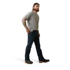 Ariat Rebar Shirts: Men's 10043324 Heather Grey Rebar Workman Reflective Flag T-Shirt -Workingperson Deals Shirts Store s23 mns work 10043324 full