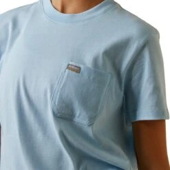 Ariat Rebar Shirts: Women's 10043848 Clearsky CottonStrong Roughneck Graphic T-Shirt -Workingperson Deals Shirts Store s23 wms work 10043848 detail01