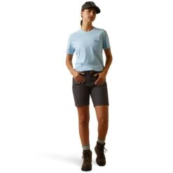 Ariat Rebar Shirts: Women's 10043848 Clearsky CottonStrong Roughneck Graphic T-Shirt -Workingperson Deals Shirts Store s23 wms work 10043848 full