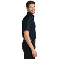 Port Authority Shirts: Men's Classic Navy S500T CNV Short Sleeve Twill Shirt 8 Port Authority Shirts: Men's Classic Navy S500T CNV Short Sleeve Twill Shirt -Workingperson Deals Shirts Store s500t classicnavy model side 082018