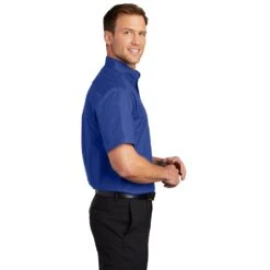 Port Authority Shirts: Men's Royal Blue Short Sleeve Shirt S508 RYL -Workingperson Deals Shirts Store s508 royalclassicnavy model side