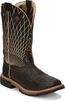 Justin Boots: Men's SE4833 Brown Composite Square Toe Derrickman Cowboy Work Boot