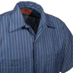 Red Kap Shirts: Men's SP24 EX Industrial Blue Striped Work Shirt