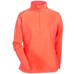 Sport-Tek Sweatshirts: Women's LST850 HTC Sport-Wick Hot Coral 1/2 Zip Pullover Sweatshirt -Workingperson Deals Shirts Store sport tek lst850 htc f 01