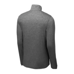 Sport-Tek Pullover: Men's ST407DGH Dark Grey Heather Triad Solid PosiCharge Tri-Blend Wicking 1/4-Zip Pullover -Workingperson Deals Shirts Store st407 darkgreyheather form back