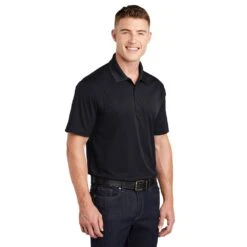 Sport-Tek Shirts: Men's ST650 BLK Black Moisture-Wicking Micropique Polo Shirt 8 Sport-Tek Shirts: Men's ST650 BLK Black Moisture-Wicking Micropique Polo Shirt -Workingperson Deals Shirts Store st650 black model 3q
