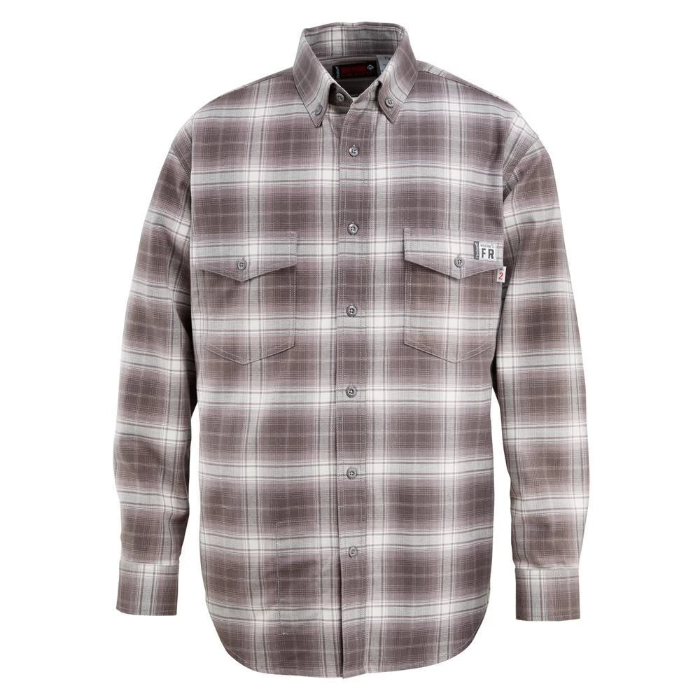 Wolverine Apparel: Men's W1203980 010 FR FireZer0 Charcoal Plaid Long Sleeve Twill Shirt 1 Wolverine Apparel: Men's W1203980 010 FR FireZer0 Charcoal Plaid Long Sleeve Twill Shirt