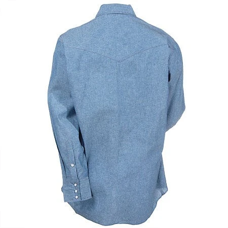 Wrangler Shirts: Men's Blue Chambray 70136 MW Cowboy Cut Long Sleeve Work Shirt 1 Wrangler Shirts: Men's Blue Chambray 70136 MW Cowboy Cut Long Sleeve Work Shirt