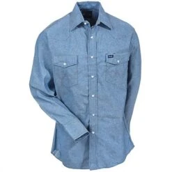 Wrangler Shirts: Men's Blue Chambray 70136 MW Cowboy Cut Long Sleeve Work Shirt 5 Wrangler Shirts: Men's Blue Chambray 70136 MW Cowboy Cut Long Sleeve Work Shirt -Workingperson Deals Shirts Store wrangler 70136 mw f 01